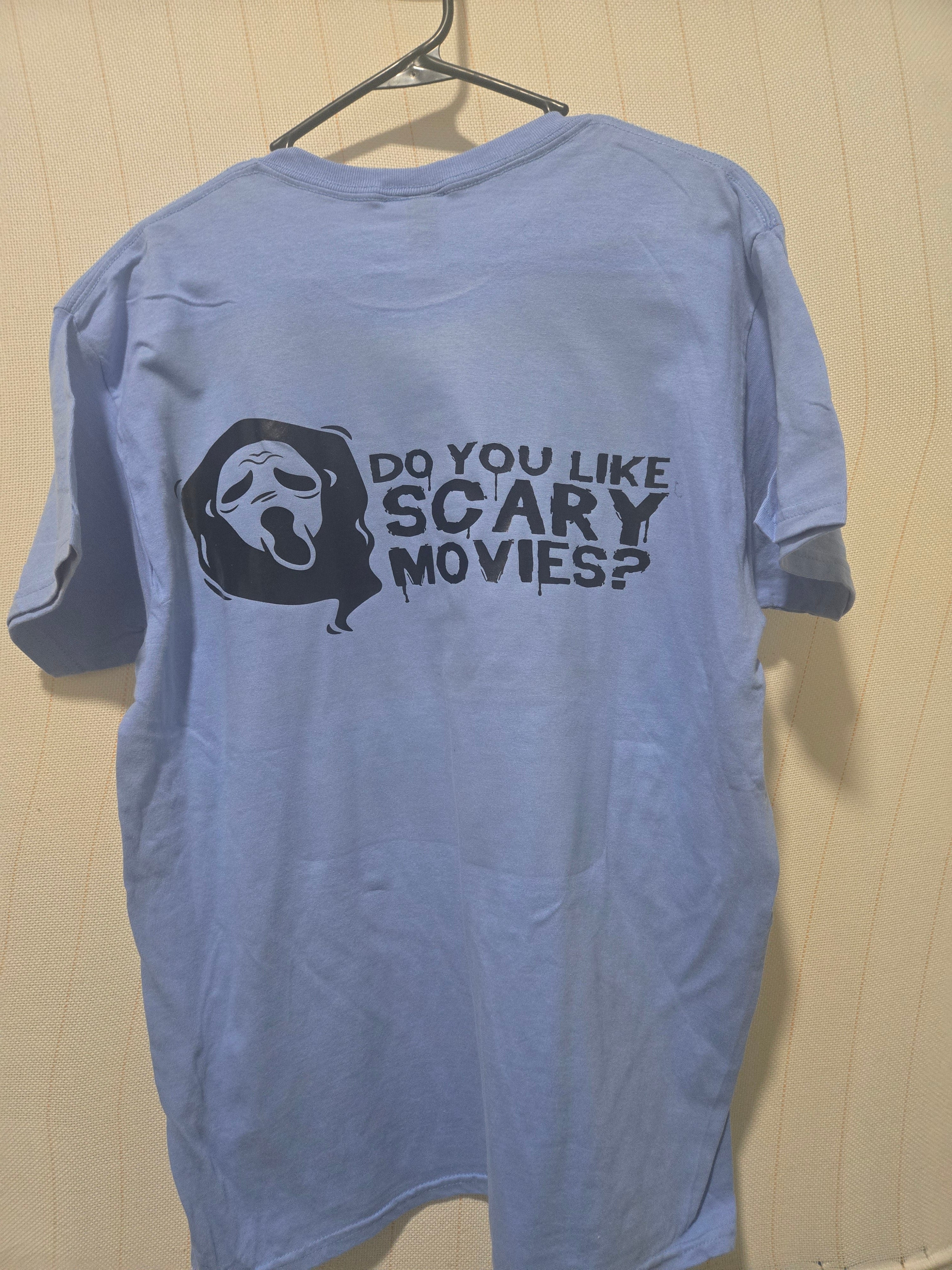 Large blue ghost face tshirt